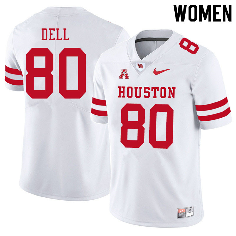 Women #80 Nathaniel Dell Houston Cougars College Football Jerseys Sale-White - Click Image to Close